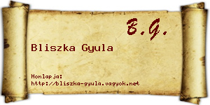 Bliszka Gyula névjegykártya